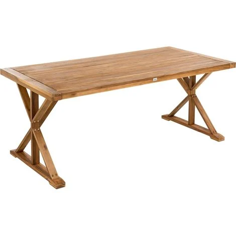Tavolo da pranzo da giardino in legno di acacia rustico per 6 persone all'aperto 180 x 90 cm Marrone Calabritto