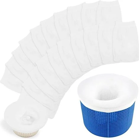 Calze per skimmer da piscina, confezione da 20 pezzi, filtro per skimmer da piscina, prefiltro in nylon elastico, calze filtranti riutilizzabili per proteggere la piscina da foglie e alghe.