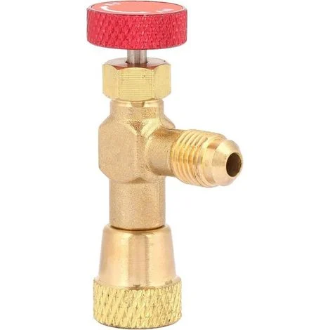 Valvola di controllo del flusso, valvola di carica del refrigerante R410A, adattatore in ottone da 1/4" - 5/16", valvola a sfera regolatrice di flusso per tubo di carica del refrigerante