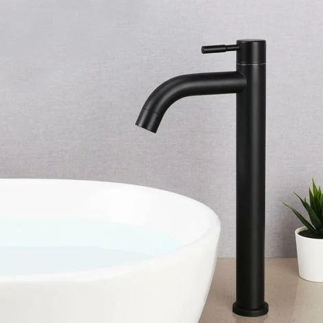 Rubinetto per lavabo alto in acciaio inox con rubinetto singolo per acqua fredda, lavabo prefabbricato da appoggio per bagno