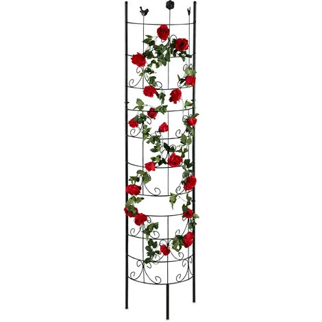 Relaxdays Griglia per Rampicanti, Semicircolare, da Piantare, Pannelli per Piante Spalliera da Giardino, H: 180 cm, Nera