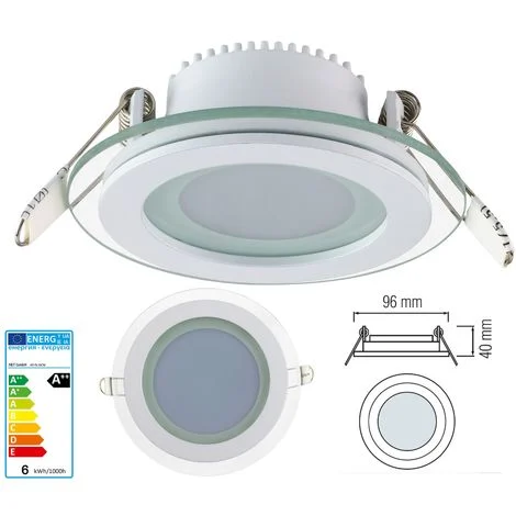 Faretto led 6W Pannello vetro incasso rotondo luce Fredda 6400k