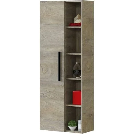 Colonna bagno 51x25x135 cm rovere con 1 anta e 4 ripiani - Veria
