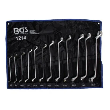 Set SERIE 12 chiavi POLIGONALI DOPPIE CURVE con CUSTODIA da 6 a 32 mm BGS 1214