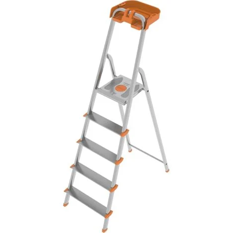 Scala Scaletto in Alluminio Attica con Portaoggetti Max 150 Kg 5 Gradini
