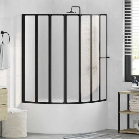 vidaXL Parete doccia Altro Nero 168 x 140 cm Alluminio