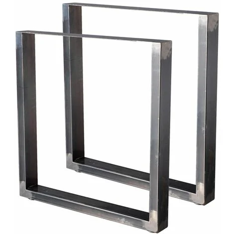 Bc-elec - HM7072-S 2 Gambe del tavolo in acciaio verniciato rettangolari 70x72cm, Gambe del mobile, Gambe del tavolo in metallo