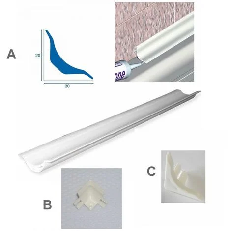 Kit profilo raccordo igienico bianco mt. 2,50 x 2 aste +2 angoli interni + tappi