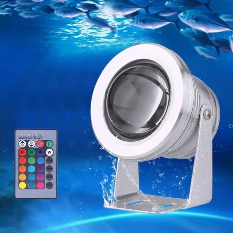 Proiettore LED sommergibile, illuminazione subacquea RGB impermeabile IP67, proiettore LED da 10 W per illuminazione da giardino esterna con fontana e piscina