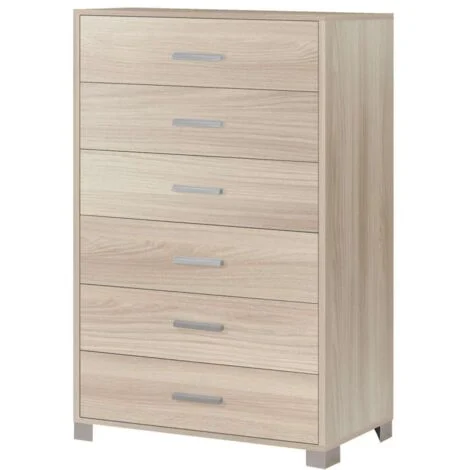 Cassettiera 6 Cassetti in Legno Effetto Olmo Chiaro 70x41x124 cm - Sarmog