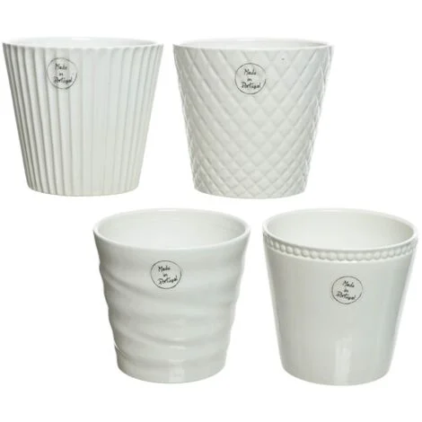 Kaemingk Porta Vaso in Ceramica - Bianco - 13.5x13 cm