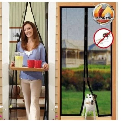 ZANZARIERA NERO MAGNETICA PORTA FINESTRA CHIUSURA ANTI ZANZARE CALAMITA TENDA 140x240cm