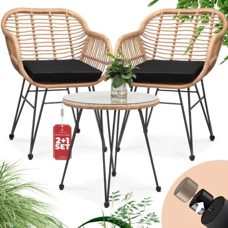 Set da Balcone Casaria Tavolo da Balcone 2 Sedie da Giardino Salottino da Balcone Arredo Giardino Resistente alle Intemperie