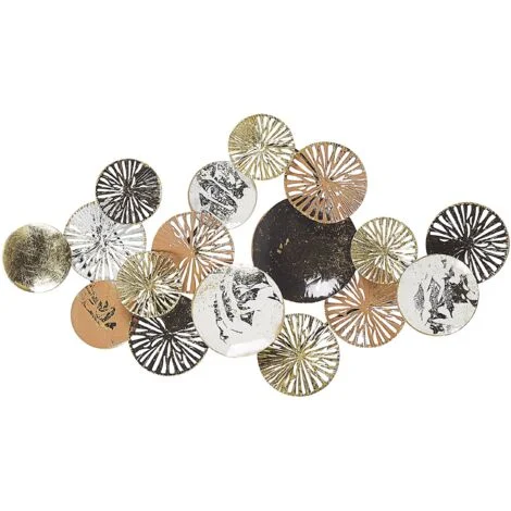 Decorazione da Parete Cerchi in Metallo Oro e Argento Moderna 50 cm Osmium