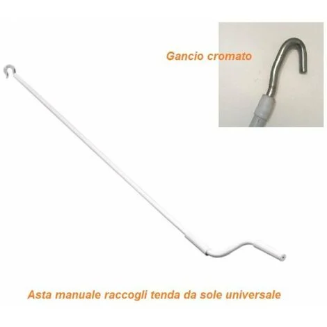 Asta manuale per tenda da sole con gancio cromo