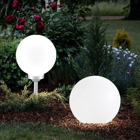 2x lampada a sfera a LED per esterni a luce solare set di 2 luci da giardino sfera da giardino luce a spina solare, 25x65cm, giardino balcone area esterna