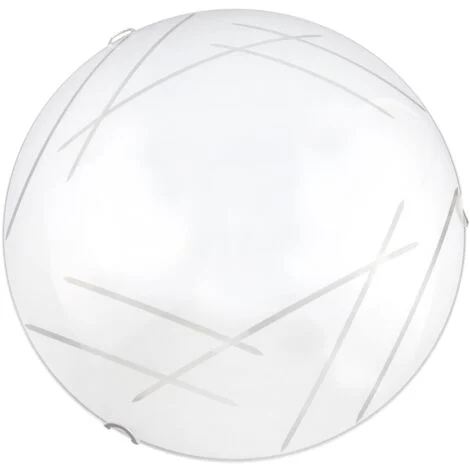 Plafoniera 2xE27 Ganci Cromo Vetro Lastra Bianco Decorato Tagli E-Energy Letizia