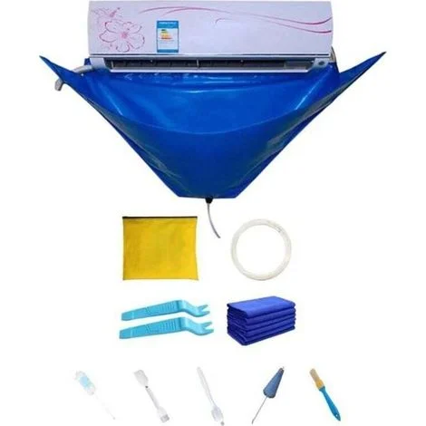 Kit per la pulizia del condizionatore a parete – Sacchetto impermeabile con tubo di drenaggio – Tessuto jacquard di alta qualità – Ecologico e pratico -Crezuo