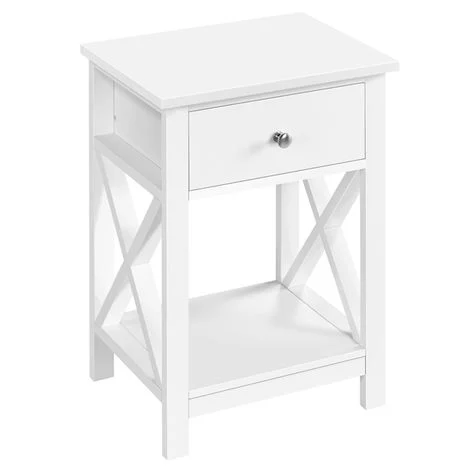 Yaheetech Comodino con Cassetto Camera da Letto 40 x 30 x 55 cm Tavolino Lato Divano Salotto Soggiorno Bianco