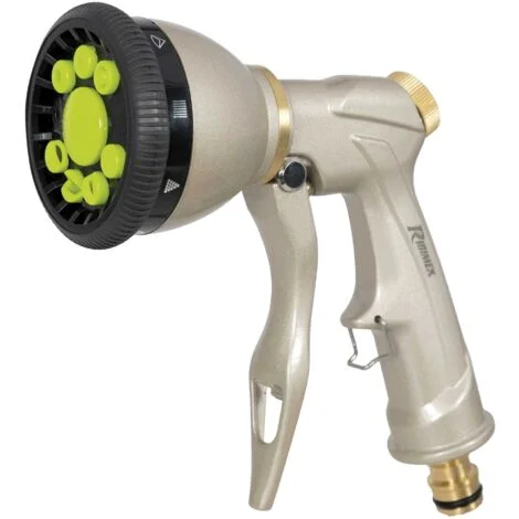 Ribimex Pistola Multigetto in Metallo e Ottone Testina Rotante 8 Getti Regolabili PRA/TLB.4402
