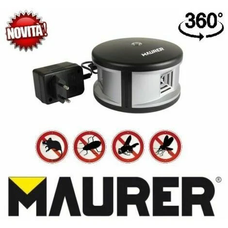 REPELLENTE ULTRASUONI per TOPI E INSETTI 360 MAURER fino a 400 mq