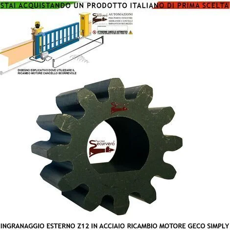 Pignone Adatto Alla Cremagliera Universale M4 Ricambio Motore Cancello Scorrevole Acciaio Ingranaggio Esterno 12 Denti Z12 Simply 48 Codice 100902 Geko 38 Codice STP067 Foro Cilindrico Con Blocco