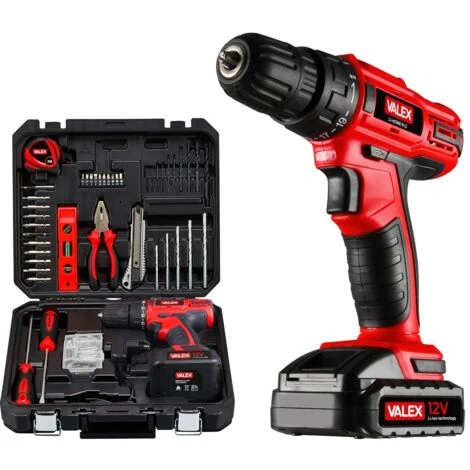 TRAPANO AVVITATORE A BATTERIA VALEX CON VALIGETTA ED ACCESSORI