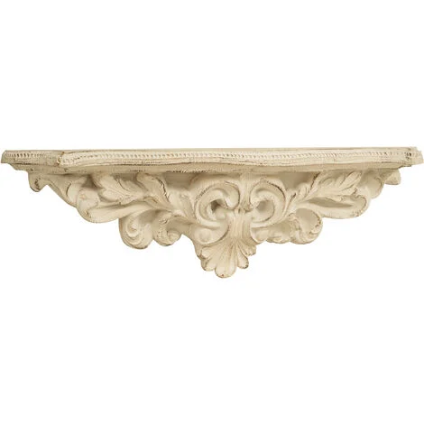 MENSOLA A MURO IN LEGNO FINITURA BIANCA ANTICATA L45XPR12,5XH14 cm MADE IN ITALY