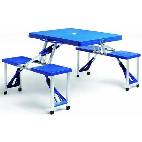 Tavolo Pieghevole con Sedie Integrate Deuba Alluminio Blu