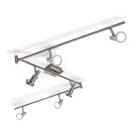 Plafoniera LED con faretti orientabili, include 6 lampadine GU10 da 5W 400Lm, luce calda 3000K lampadario moderno in metallo, lampada da soffitto per cucina o camera da letto 230V IP20