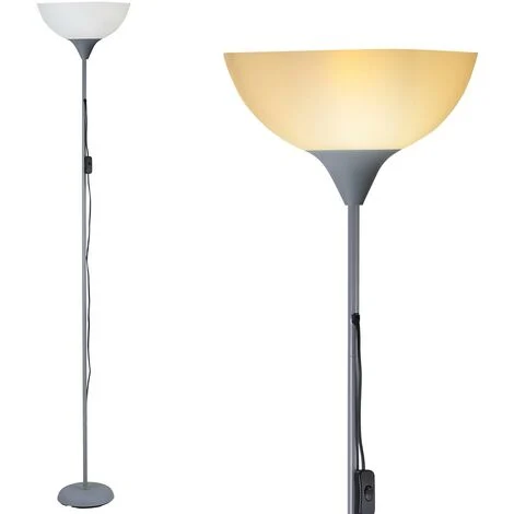 Lampada Piantana da Terra 180cm Design Moderno Paralume E27 40W Metallo Grigio