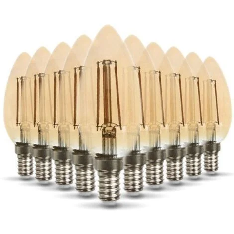 Set di 10 lampadine LED E14 ambra 4W eq 40W 400lmTempérature de Couleur: Bianco caldo 2200K