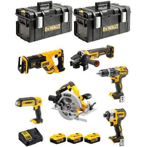 DEWALT DCK623P3-QW - Kit 6 utensili 18V XR (3x 5,0 Ah) con 2 valigette TSTAK