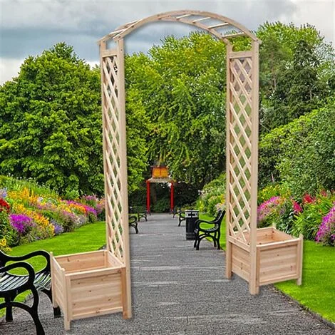 Arco di rosa Melko in legno per piante rampicanti Pergola Arco da giardino incl. 2 fioriere