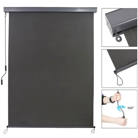 Tenda da sole verticale Melko per balcone e terrazza Tenda da sole verticale antivento con cassonetto grigio protezione solare privacy