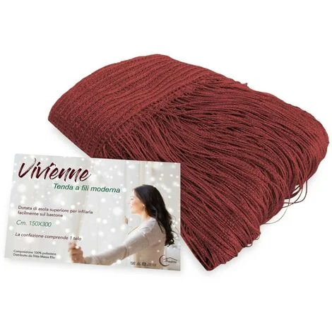 TENDA a FILI Vivienne per porta CM. 150X300 tinta unita BORDEAUX