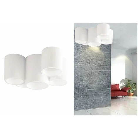 Plafoniera Gesso Lampada Parete da Interno Soffitto 5 Cilindri GU10 GS-5027