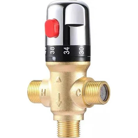 Miscelatore termostatico per acqua calda e fredda, in ottone massiccio, a temperatura fissa, per lavello, cucina, bagno, WC.