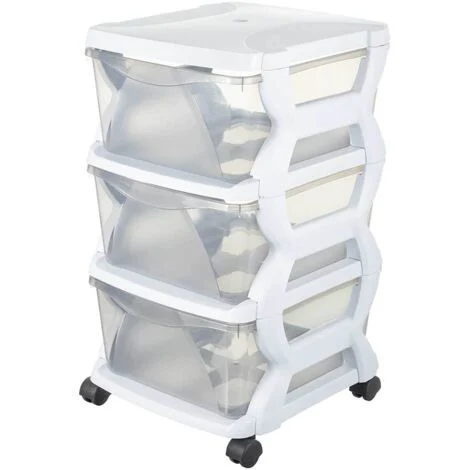 Bama 99002 Insieme 3 Cassetti con Ruote, Bianco, 36 x 40 x 62 cm