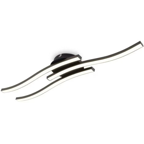 B.K.Licht Plafoniera LED, luce calda 3000K, LED integrati 3x6W 3x480Lm, dimensione 56,5x12cm, lampada da soffitto moderna per cucina o camera da letto, lampadario in metallo nero 230V IP20