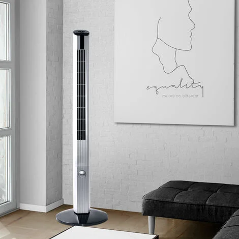 Ventilatore a piedistallo Raffreddatore per ambienti Funzione girevole 3 velocità, argento-nero, metallo, 3 velocità, H 125 cm
