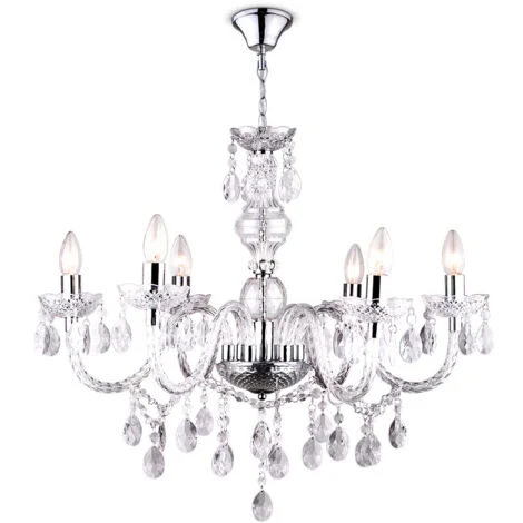 Lampadario a soffitto Lampada a sospensione Pendolo in cristallo Lustri Trasparente Illuminazione soggiornoGlobo 63116-6