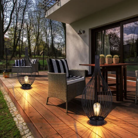2x Lampada a sospensione solare a LED per esterni da giardino con gabbia da cortile design FILAMENT lampada da terra
