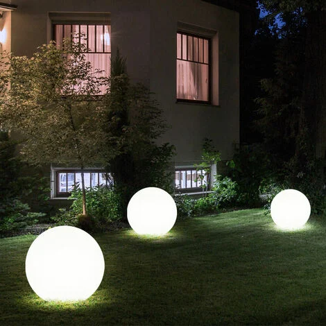 Set di 3 lampade a spina da esterno LED solare globo luminoso lampada da giardino globo bianco lampada da esterno, diametro x altezza 20 x 62 cm, giardino prato prato aiuola
