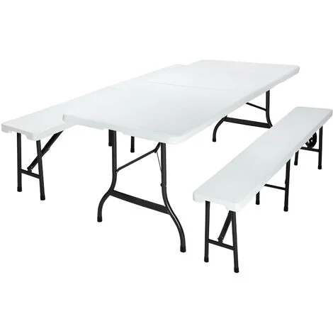 Set birreria 3 pezzi richiudibile 180 cm tavolo e 2 panche da giardino picinic tavoli da campeggio