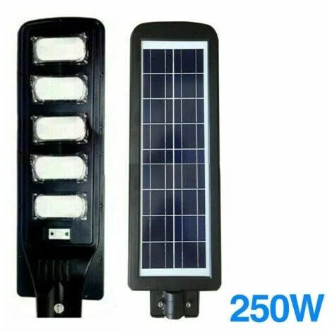 LAMPIONE LED CON PANNELLO SOLARE CREPUSCOLARE 250W LUCE FREDDA IP65 +TELECOMANDO