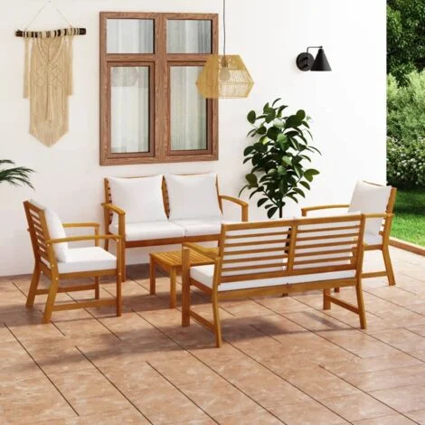 Set Divani da Giardino 5 pz con Cuscini in Legno Acacia vidaXL