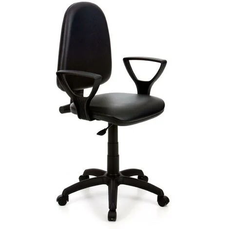 Poltrona per ufficio mod. Torino in ecopelle colore nero con braccioli