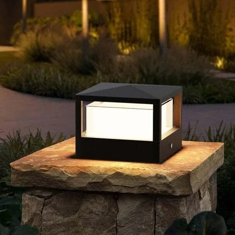 Lampada da esterno a paletto, lampada da giardino a LED da 15 W, lampada da terra in alluminio IP65, luce bianca calda, lampada da esterno a paletto, per sentieri e patii, nero-Crezuo