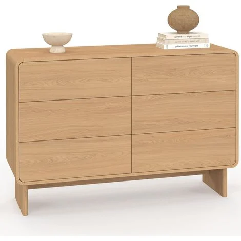 CAPUCINE Cassettiera a 6 cassetti da 115 cm in faggio arrotondato